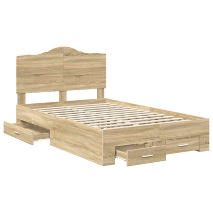 vidaXL Bed Frame with Drawer Sonoma Oak 120 x 200 cm Engineered Wood