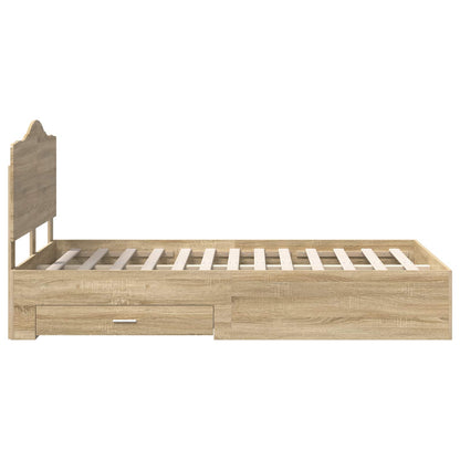 vidaXL Bed Frame with Drawer Sonoma Oak 120 x 200 cm Engineered Wood