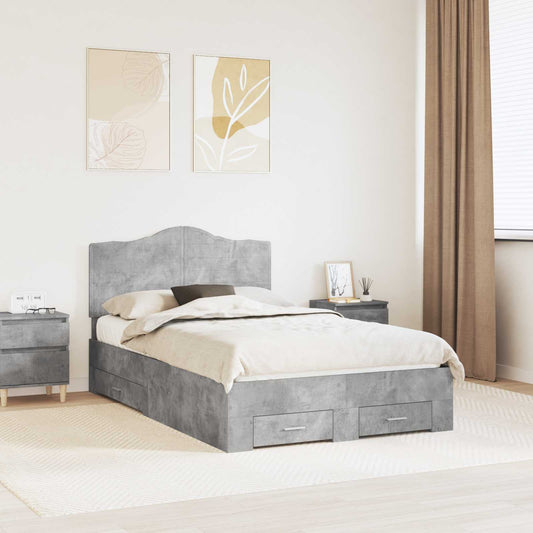 vidaXL Bed Frame Concrete Grey 120 x 200 cm Engineered Wood