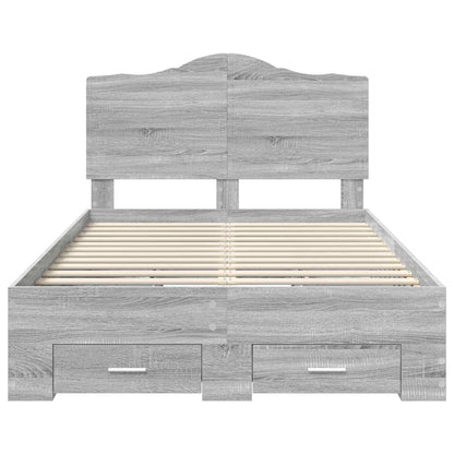 vidaXL Bed Frame with Drawer Grey Sonoma 120 x 200 cm Engineered Wood