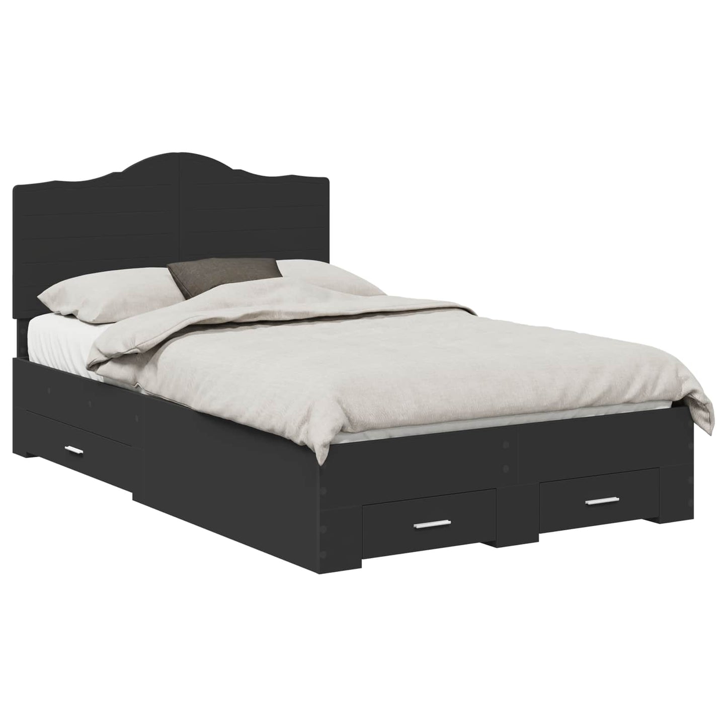 vidaXL Bed Frame with Headboard Black 120 x 190 cm Engineered Wood