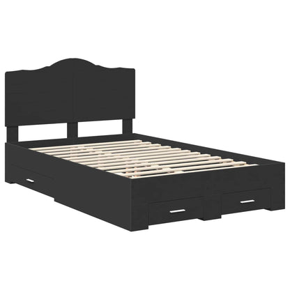 vidaXL Bed Frame with Headboard Black 120 x 190 cm Engineered Wood