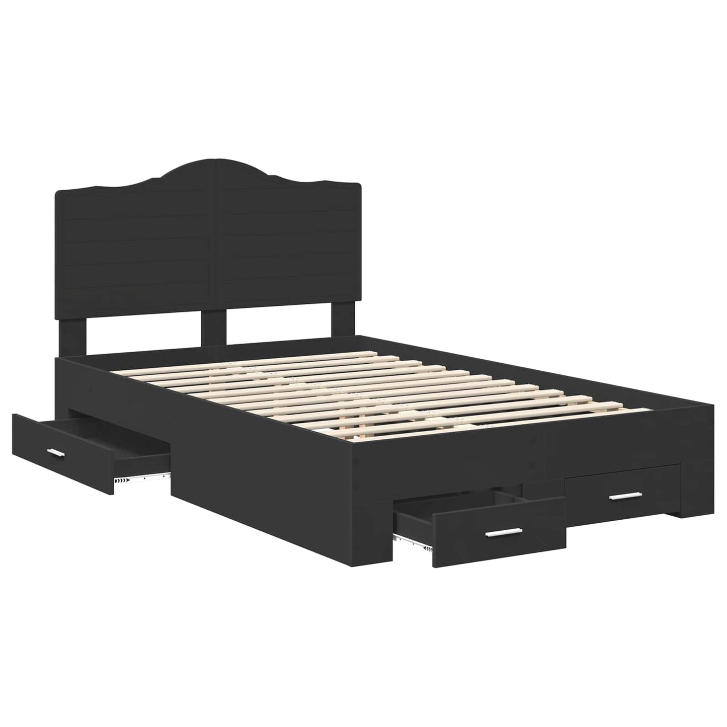 vidaXL Bed Frame with Headboard Black 120 x 190 cm Engineered Wood