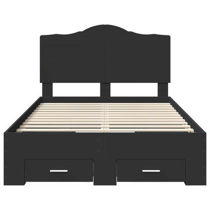 vidaXL Bed Frame with Headboard Black 120 x 190 cm Engineered Wood