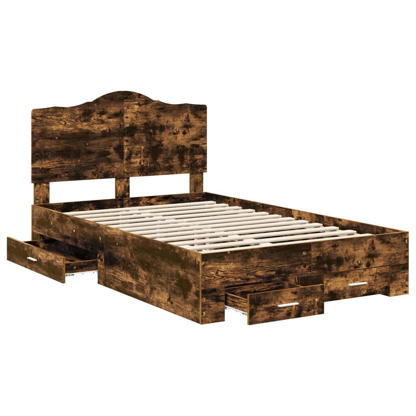 vidaXL Bed Frame with Drawer Smoked Oak 120 x 190 cm Engineered Wood