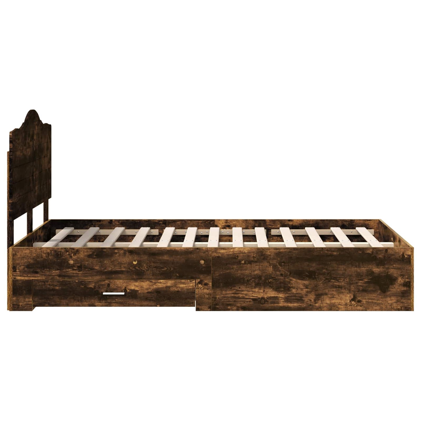 vidaXL Bed Frame with Drawer Smoked Oak 120 x 190 cm Engineered Wood