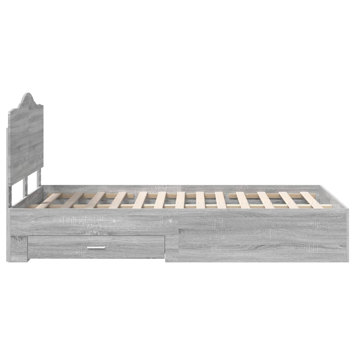 vidaXL Bed Frame with Drawer Grey Sonoma 120 x 190 cm Engineered Wood