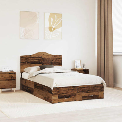 vidaXL Bed Frame with Headboard Old Wood 120 x 190 cm Engineered Wood