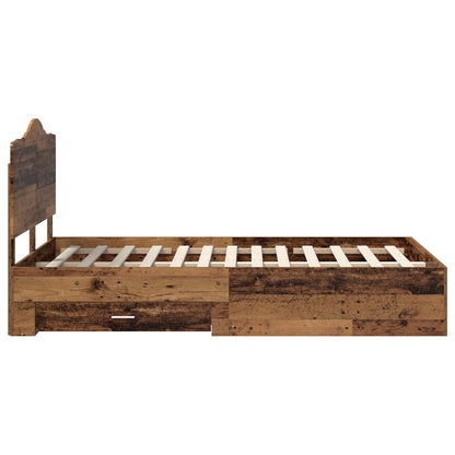 vidaXL Bed Frame with Headboard Old Wood 120 x 190 cm Engineered Wood