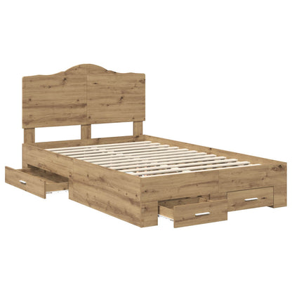 vidaXL Bed Frame with Drawer Artisan Oak 120 x 190 cm Engineered Wood