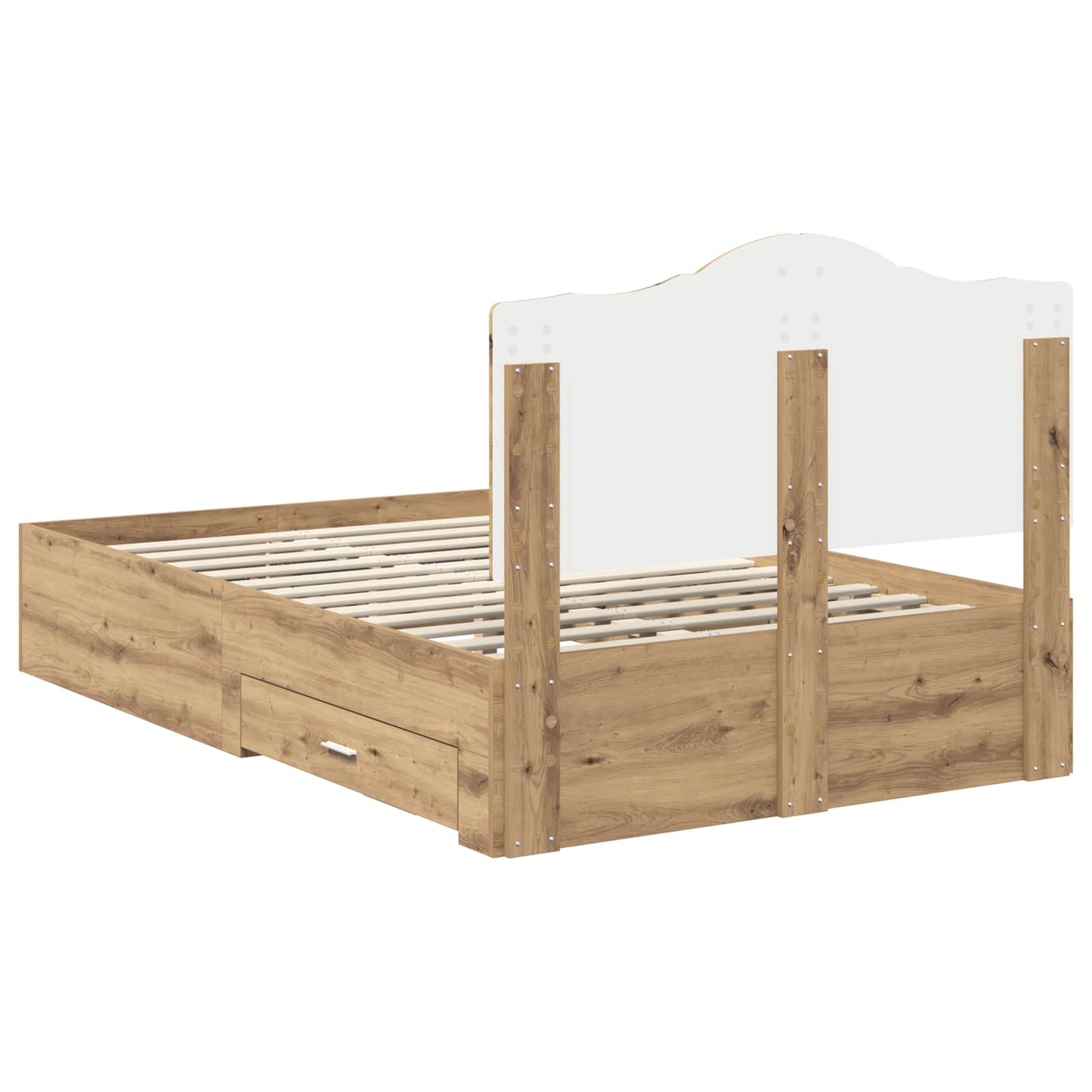 vidaXL Bed Frame with Drawer Artisan Oak 120 x 190 cm Engineered Wood