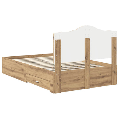 vidaXL Bed Frame with Drawer Artisan Oak 120 x 190 cm Engineered Wood