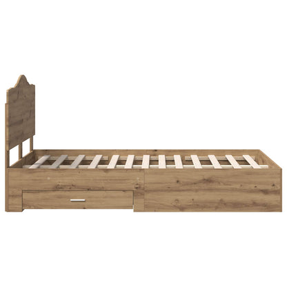 vidaXL Bed Frame with Drawer Artisan Oak 120 x 190 cm Engineered Wood