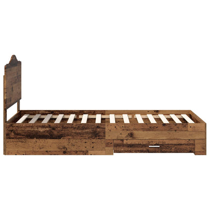 vidaXL Bed Frame with Headboard Old Wood 100 x 200 cm Engineered Wood