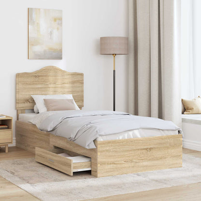 vidaXL Bed Frame with Drawer Sonoma Oak 90 x 200 cm Engineered Wood
