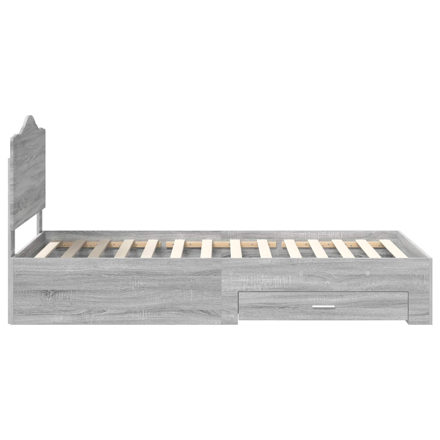 vidaXL Bed Frame with Drawer Grey Sonoma 90 x 200 cm Engineered Wood