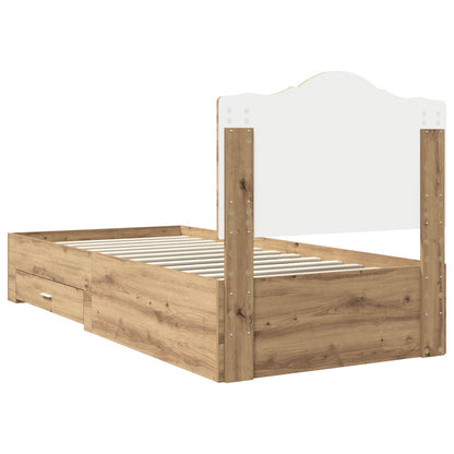 vidaXL Bed Frame with Drawer Artisan Oak 90 x 200 cm Engineered Wood