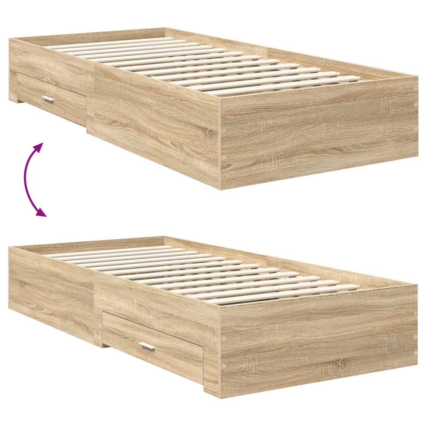 vidaXL Bed Frame with Headboard Sonoma Oak 90 x 190 cm Engineered Wood