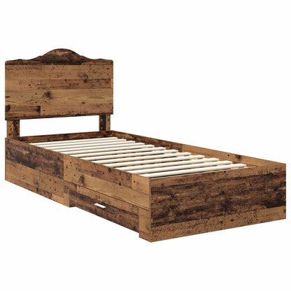vidaXL Bed Frame with Headboard Old Wood 90 x 190 cm Engineered Wood
