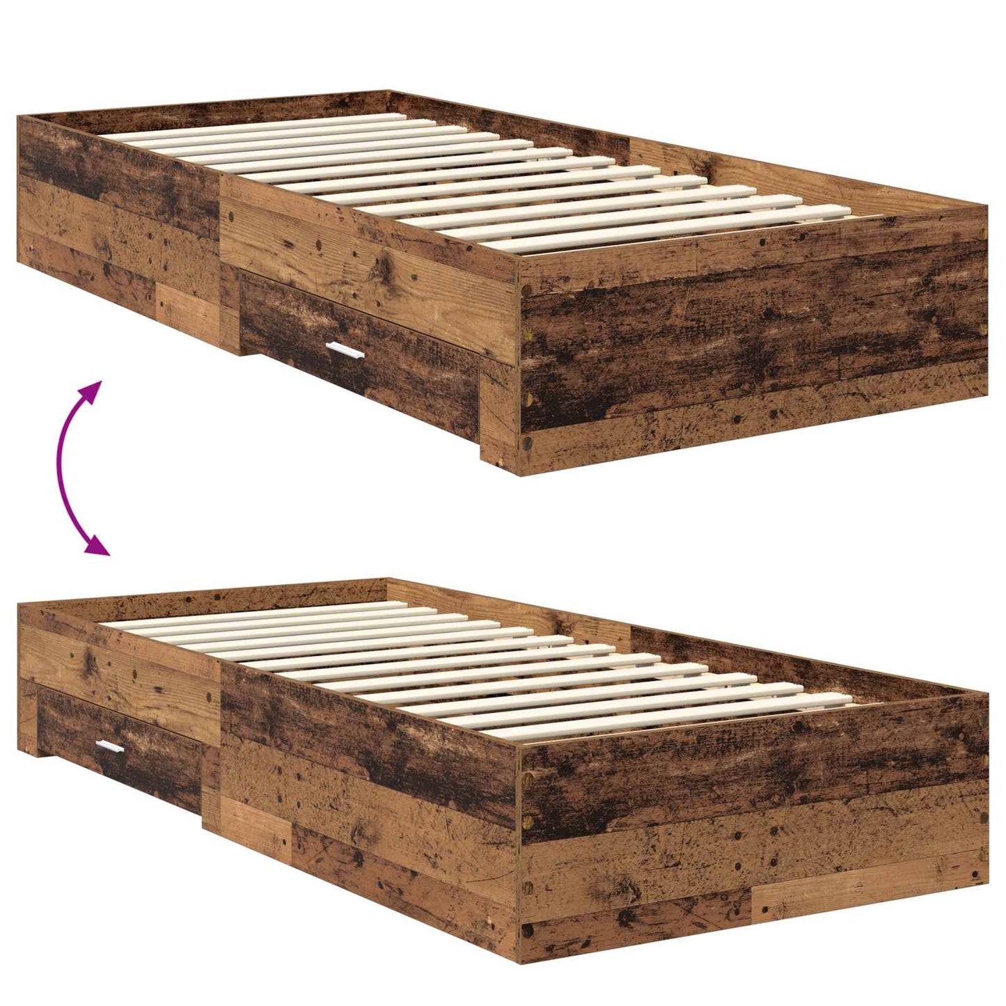 vidaXL Bed Frame with Headboard Old Wood 90 x 190 cm Engineered Wood