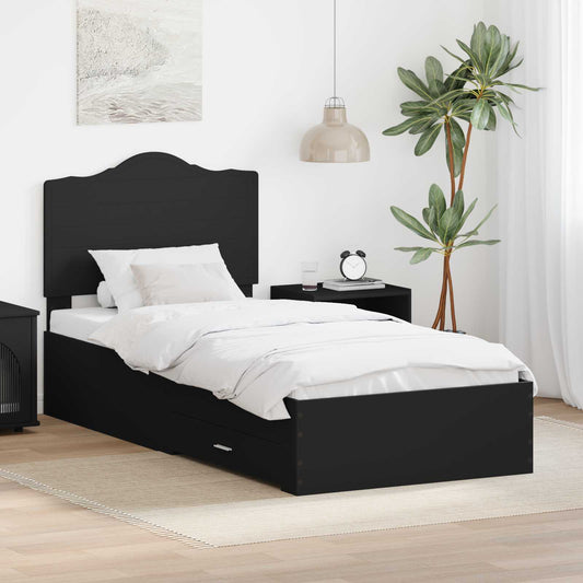 vidaXL Bed Frame with Headboard Black 70 x 190 cm Engineered Wood