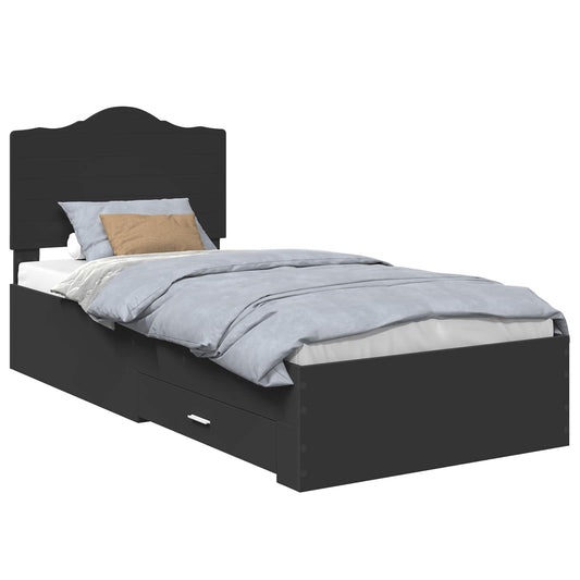 vidaXL Bed Frame with Headboard Black 70 x 190 cm Engineered Wood