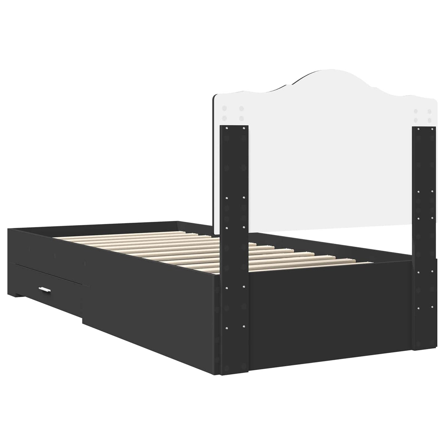 vidaXL Bed Frame with Headboard Black 70 x 190 cm Engineered Wood