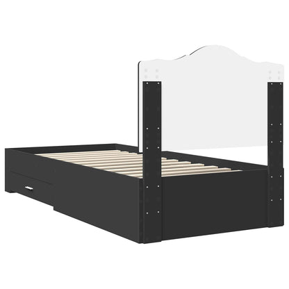 vidaXL Bed Frame with Headboard Black 70 x 190 cm Engineered Wood