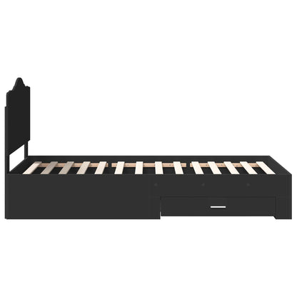vidaXL Bed Frame with Headboard Black 70 x 190 cm Engineered Wood