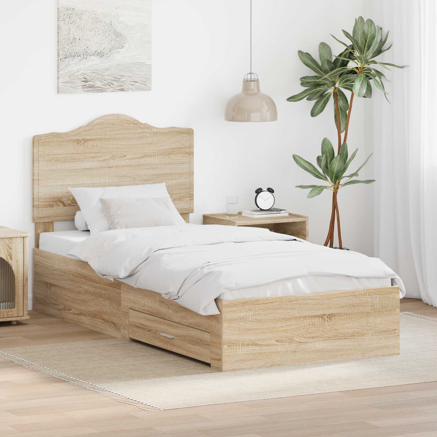 vidaXL Bed Frame with Headboard Sonoma Oak 70 x 190 cm Engineered Wood