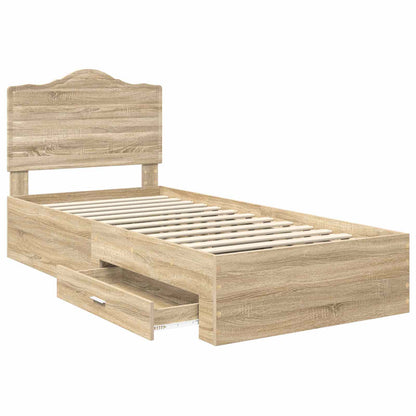 vidaXL Bed Frame with Headboard Sonoma Oak 70 x 190 cm Engineered Wood