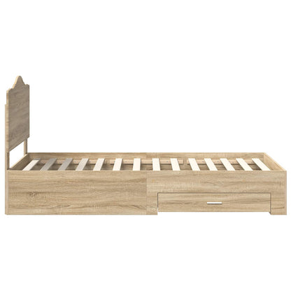 vidaXL Bed Frame with Headboard Sonoma Oak 70 x 190 cm Engineered Wood