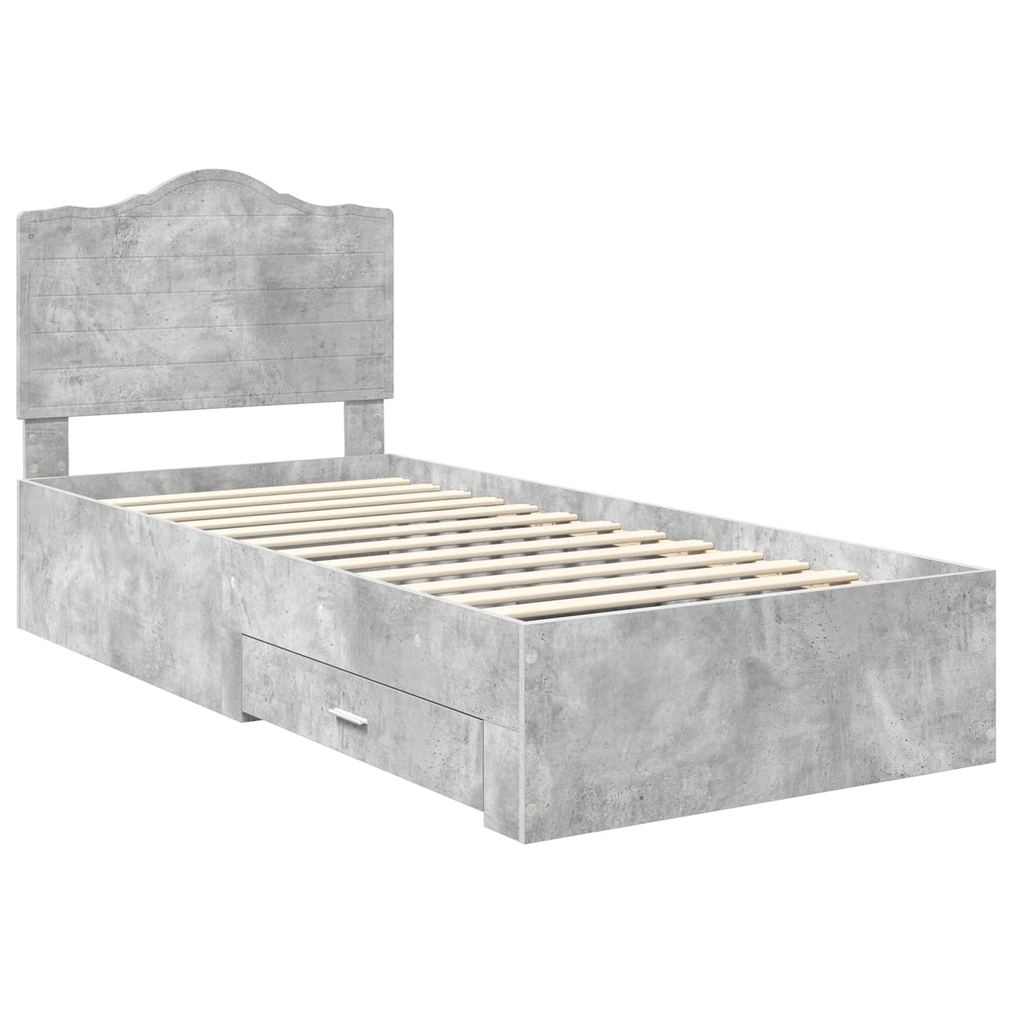 vidaXL Bed Frame with Drawer Concrete Grey 70 x 190 cm Engineered Wood