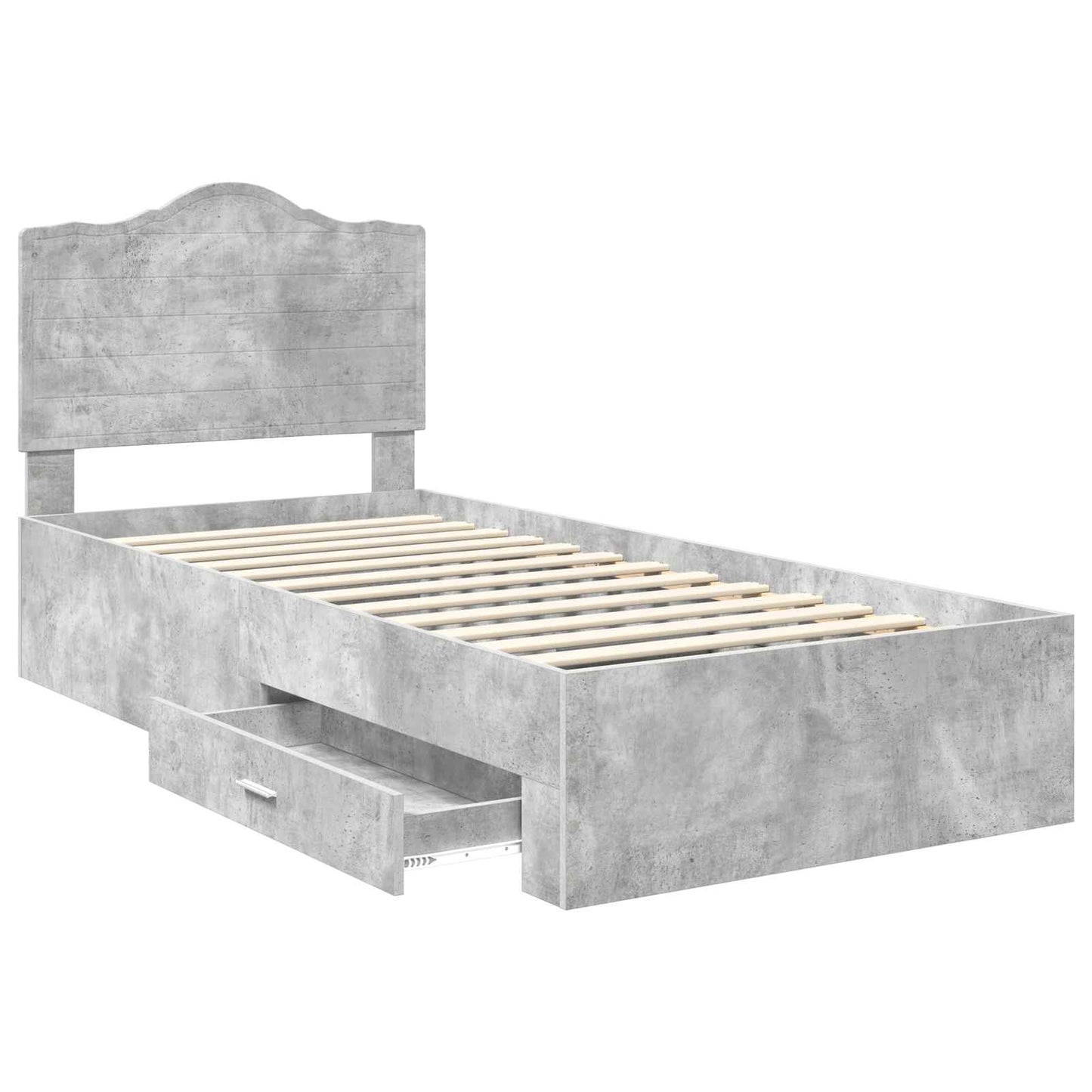 vidaXL Bed Frame with Drawer Concrete Grey 70 x 190 cm Engineered Wood