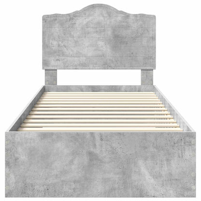 vidaXL Bed Frame with Drawer Concrete Grey 70 x 190 cm Engineered Wood