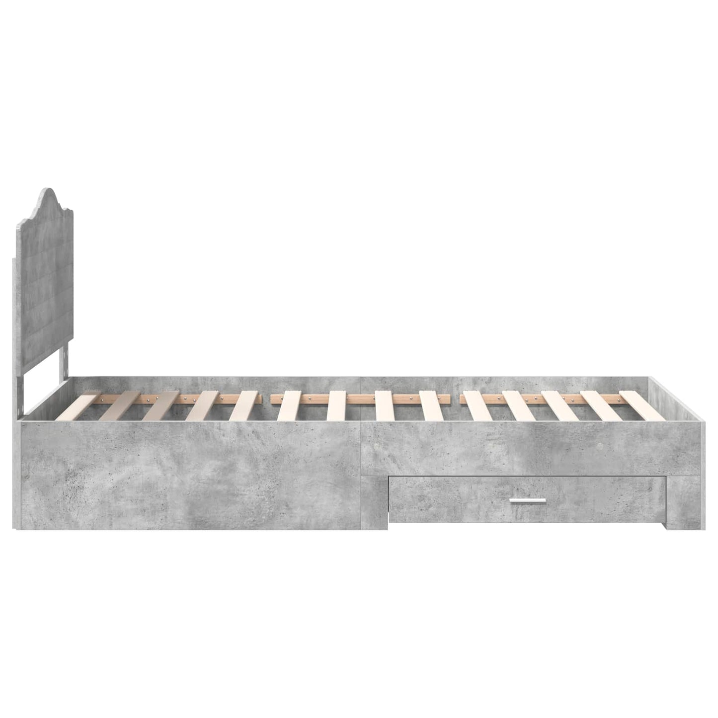 vidaXL Bed Frame with Drawer Concrete Grey 70 x 190 cm Engineered Wood