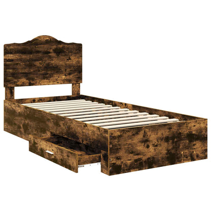 vidaXL Bed Frame with Headboard Smoked Oak 70 x 190 cm Engineered Wood