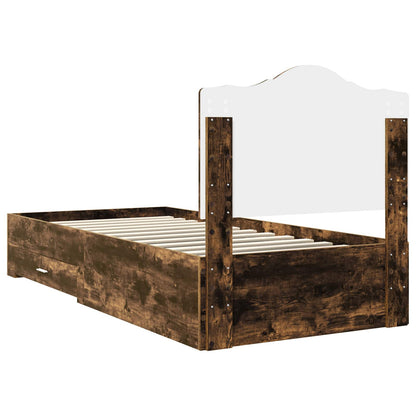 vidaXL Bed Frame with Headboard Smoked Oak 70 x 190 cm Engineered Wood
