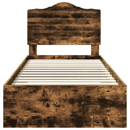 vidaXL Bed Frame with Headboard Smoked Oak 70 x 190 cm Engineered Wood