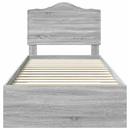 vidaXL Bed Frame with Drawer Grey Sonoma 75 x 190 cm Engineered Wood