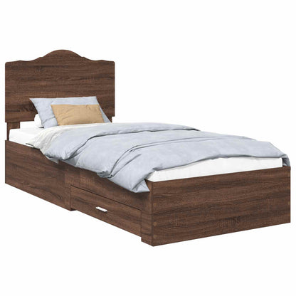 vidaXL Bed Frame with Headboard Brown Oak 70 x 190 cm Engineered Wood