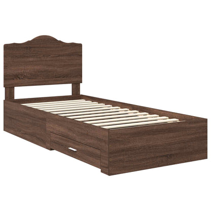 vidaXL Bed Frame with Headboard Brown Oak 70 x 190 cm Engineered Wood