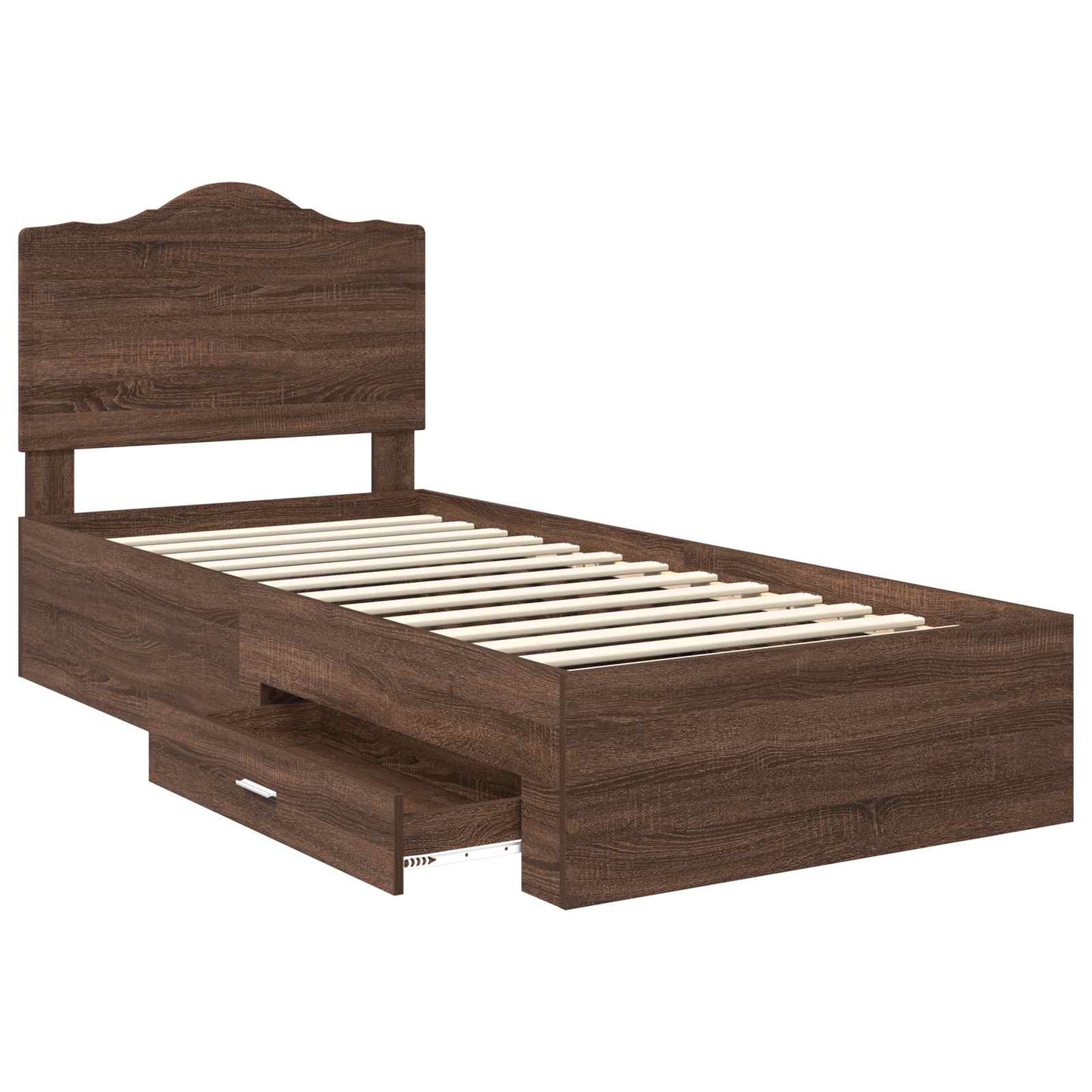 vidaXL Bed Frame with Headboard Brown Oak 70 x 190 cm Engineered Wood
