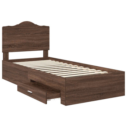vidaXL Bed Frame with Headboard Brown Oak 70 x 190 cm Engineered Wood
