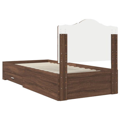 vidaXL Bed Frame with Headboard Brown Oak 70 x 190 cm Engineered Wood