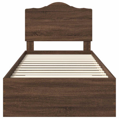 vidaXL Bed Frame with Headboard Brown Oak 70 x 190 cm Engineered Wood