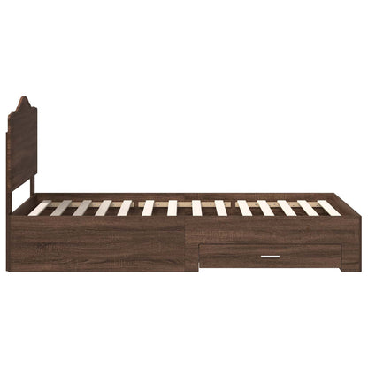 vidaXL Bed Frame with Headboard Brown Oak 70 x 190 cm Engineered Wood