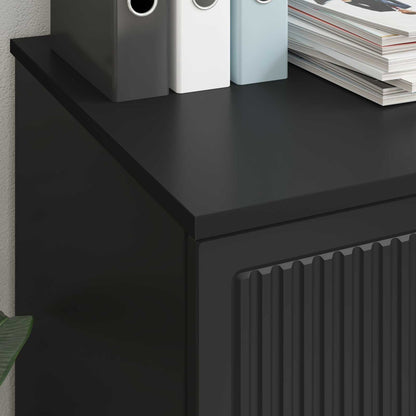 vidaXL Desk Black Engineered Wood 142.5 x 50 x 75 cm