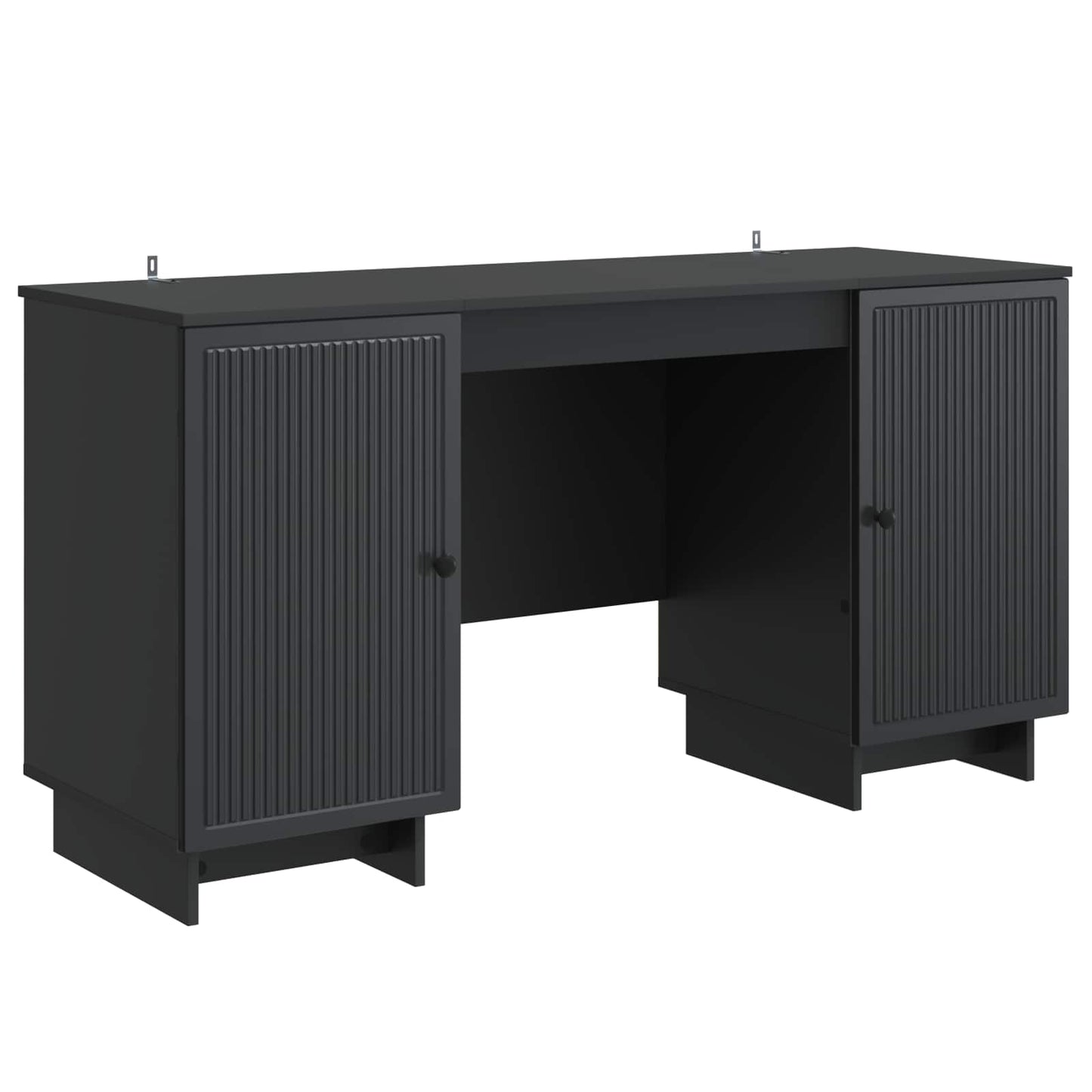 vidaXL Desk Black Engineered Wood 142.5 x 50 x 75 cm