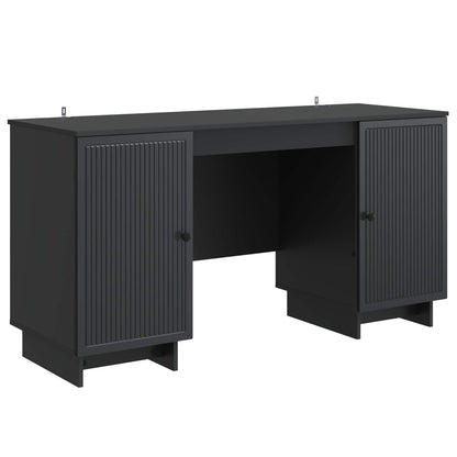 vidaXL Desk Black Engineered Wood 142.5 x 50 x 75 cm